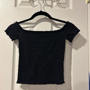 black off-the shoulder crop top